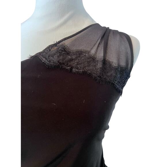 WHITE HOUSE BLACK MARKET BLACK ASYMMETRICAL ONE SHOULDER SLEEVELESS LACE SIZE XS - Picture 7 of 14